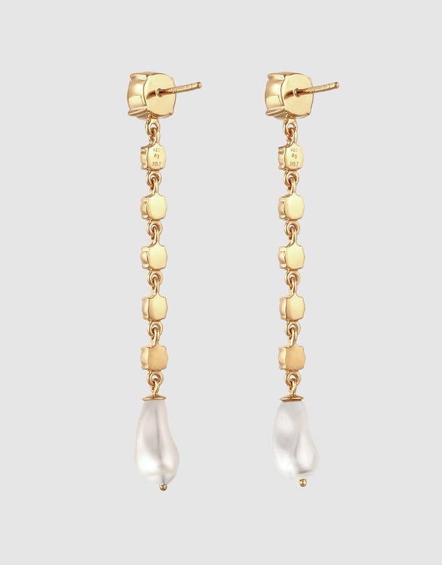 Elli Jewelry - Earring Stud Crystal Pearl 925 Sterling Silver Gold-Plated