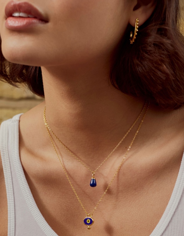 Ottoman Hands - Alara Navy Evil Eye Pendant Necklace