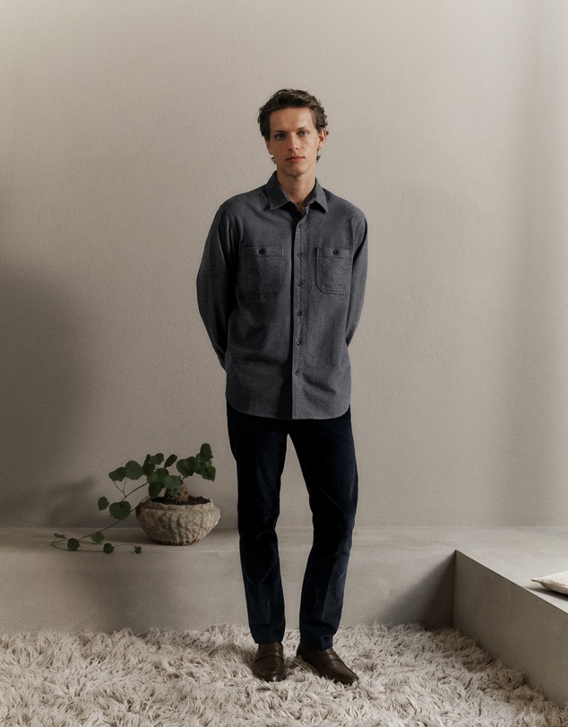 Trenery - Brushed Cotton Overshirt in Charcoal