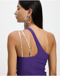Jaded London - Asymmetric Studded Swim Top