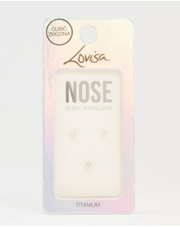 Lovisa - Gold Plated Titanium Graduating Cubic Zirconia Nose Studs 3-Pack