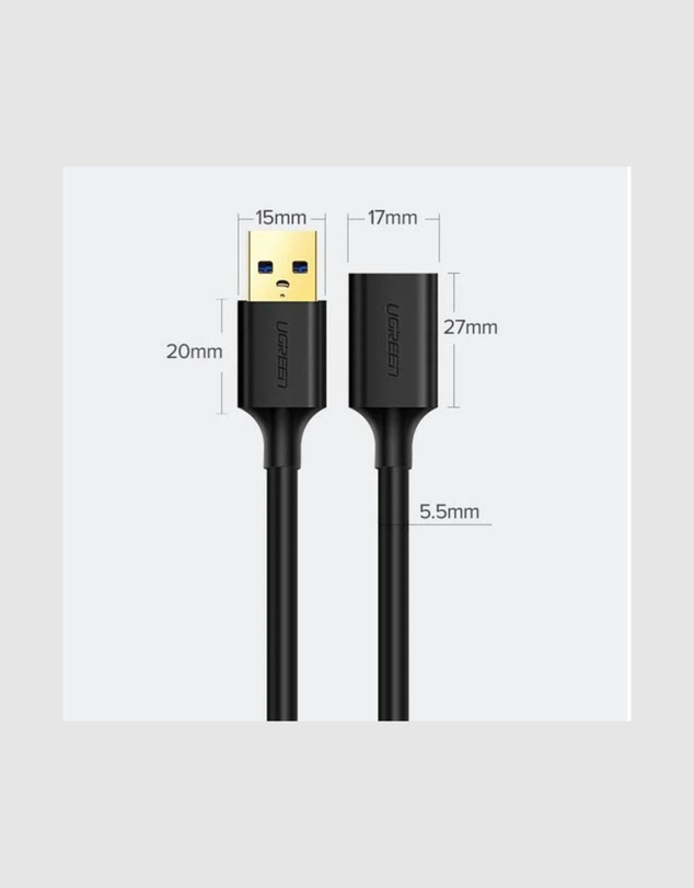 Ugreen - UGreen USB 3.0 A Male to Female Extension Cable 0.5M Black 5Gb s Data Transfer