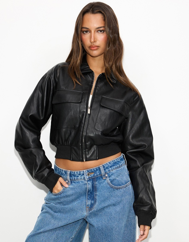 Dazie - Lustre Cropped Bomber Jacket