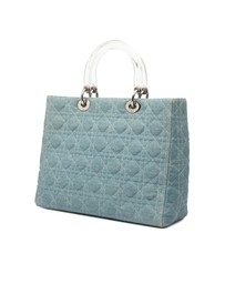 Pre-Loved by Azura Reborn - Pre-Loved Large Denim Cannage Acrylic Handles Lady Dior