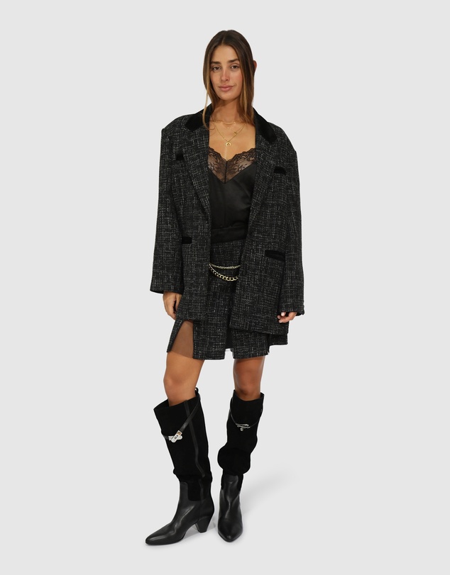 Belle & Bloom - City Noir Tweed Oversized Blazer