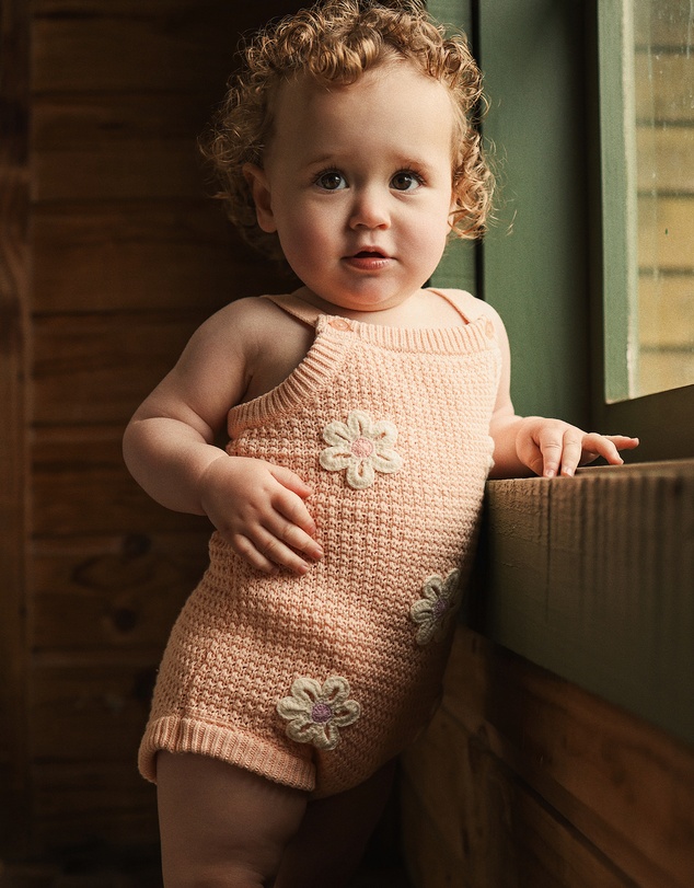 Kynd Baby - Crochet Romper in Blooms