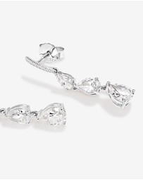 Michael Hill - Pear Shape Cubic Zirconia Triple Drop Stud Earrings in Sterling Silver