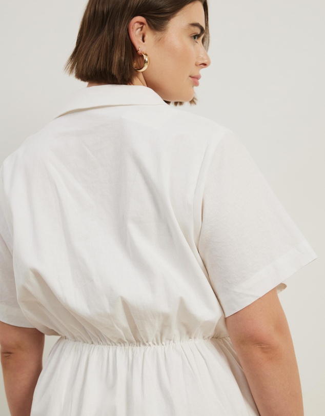 Atmos&Here Curvy - Remi Linen Blend Midi Shirt Dress