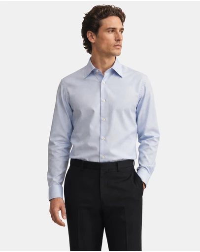 Henry Bucks - HENRY SARTORIAL Wrinkle Free Cotton Shirt BLUE