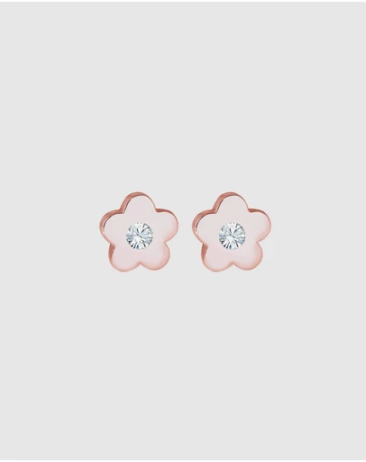 Elli Jewelry - Earrings Kids Flower Crystals 925 Sterling Silver Rose Gold-Plated