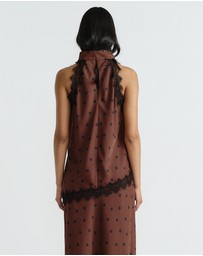 Decjuba - Penny Lace Trim Halter Top
