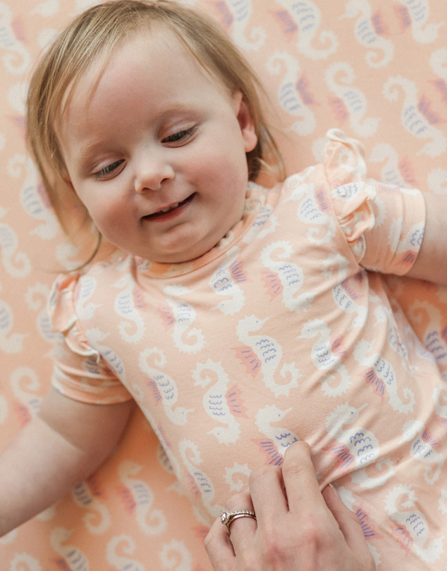 Kynd Baby - Frill Short Sleeve Bodysuit in Seahorse