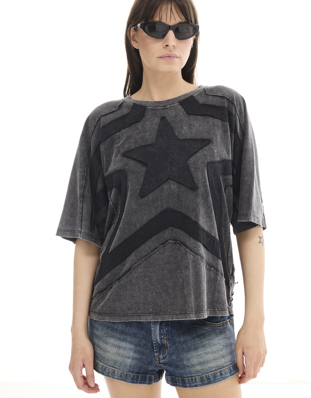 THE TALES - Black Star 3D Batwing Tee