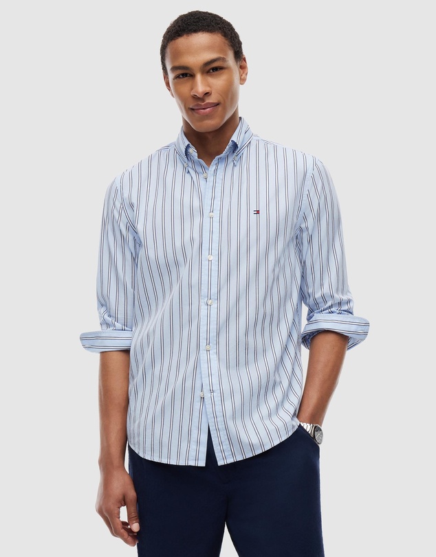 Tommy Hilfiger - TH Flex Regular Fit Stripe Poplin Shirt