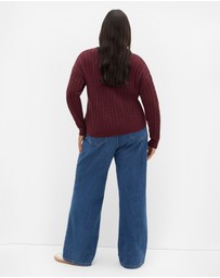 City Chic - Plus size Kenia Crew Neck Knit Jumper - wildberry