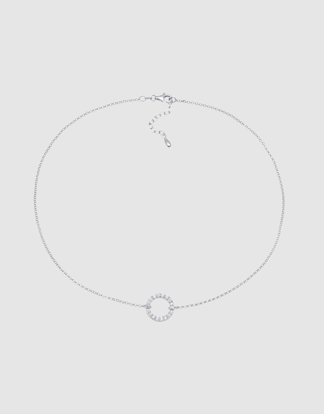 Elli Jewelry - Circle Zirconia Choker Necklace in 925 Silver