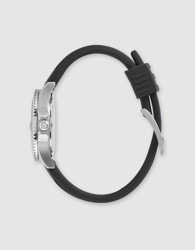 Maxum - Liberty Black Dial With Black Silicone Strap & Silver Tone Case