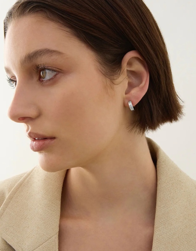 Najo - Carrousel Silver Huggie Earrings