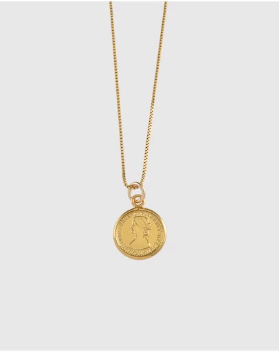 Von Treskow - Fine Box Chain Necklace with Mini Coin