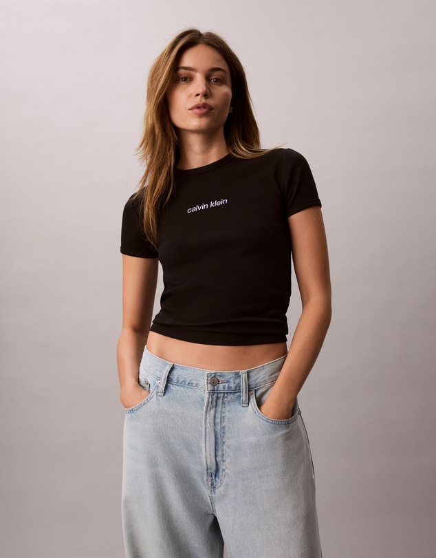 Calvin Klein Jeans - Contour Rib Logo Cropped Tee