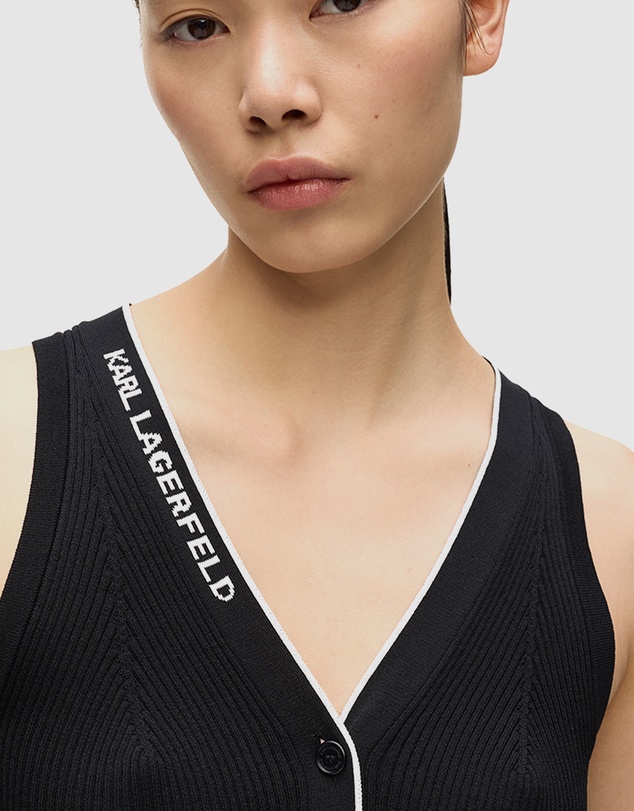 Karl Lagerfeld - Logo V-Neck Knit Top