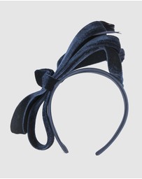 Max Alexander - Large Navy Velvet Bow Racing Fascinator