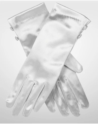 DENTS - Satin Wrist Length Gloves with Button Trim