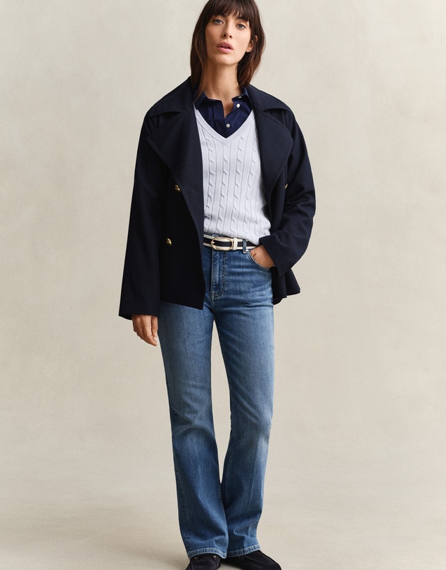 Gant - Stretch Cotton Cable V-Neck Knit