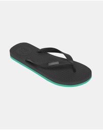 Boomerangz Footwear - Men's Black/Teal Thongs with arch support and 2 x interchangeable straps