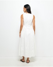 AERE - Sage Gathered Waist Midi Dress