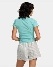 RVCA - Womens Mikey Boxer Elastic Waist Shorts