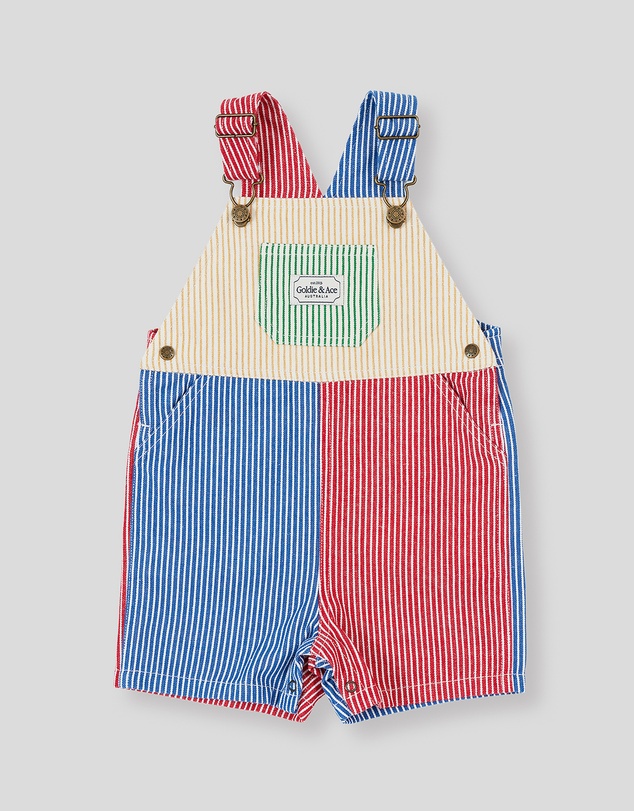 Goldie + Ace - Patchwork Stripe Burton Overalls - Babies-Kids