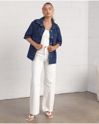 Dazie - Balmy Nights Short Sleeve Denim Overshirt