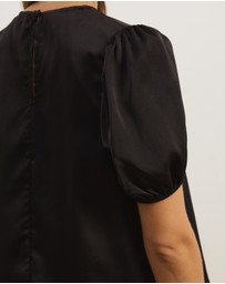 Atmos&Here - Everly Satin Puff Sleeve Blouse