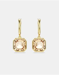 Swarovski - Millenia Drop Earrings, Square Cut, Caramel, Gold-tone-Plated