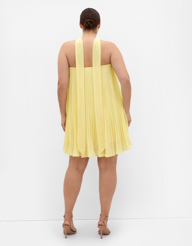 City Chic - Aida Strapless Pleat Mini Dress - lemon zest