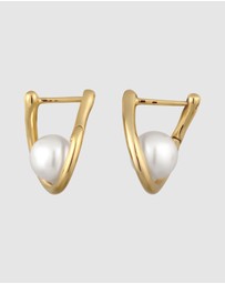 Elli Jewelry - Earrings Hoops Pearl Wedding 925 Sterling Silver Gold-Plated