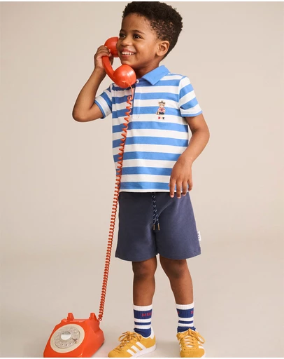 Huxbaby - Nautical Stripe Standing Hux Polo - Babies-Kids