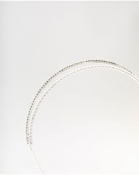 Lovisa - Silver Plated Double Layered Pearl & Crystal Headband