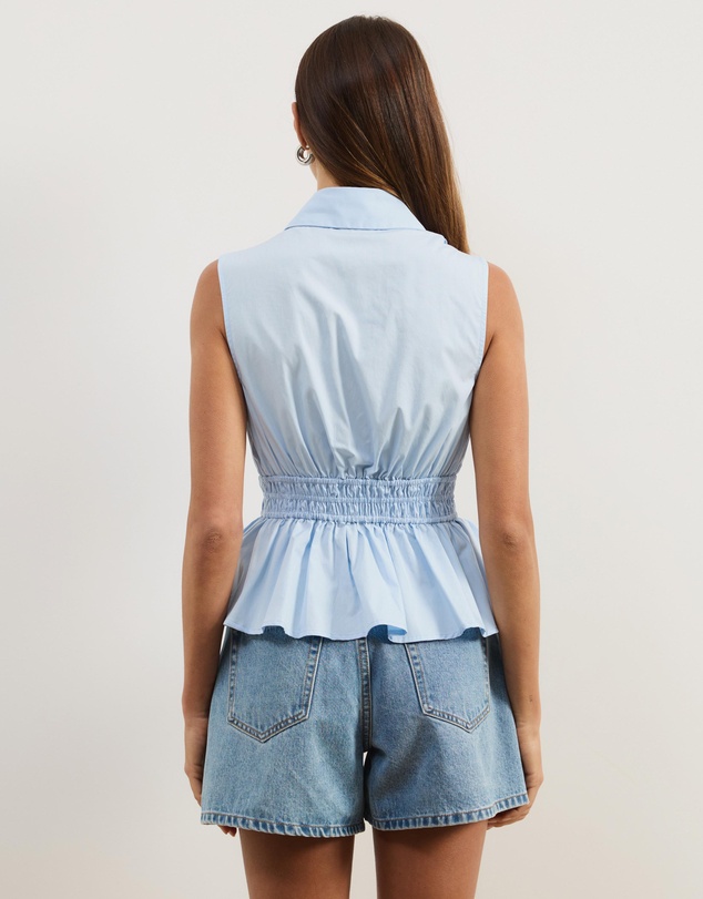 Atmos&Here - Casey Sleeveless Cotton Shirring Shirt