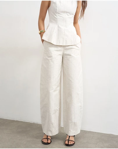 TOPSHOP - Para Striped Barrel Trousers