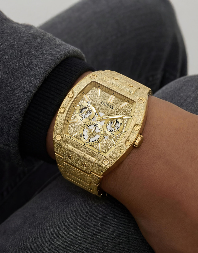 GUESS - GUESS Mens Gold-Tone Multifunction Watch