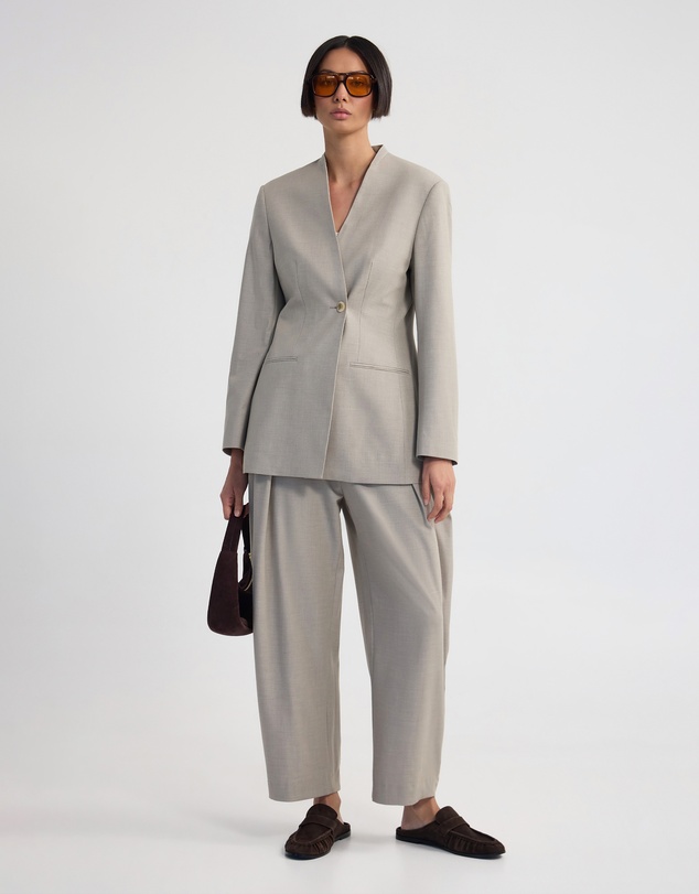 Oxford - Carlie Wool Blend Collarless Blazer