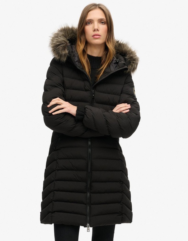 Superdry - Fuji Faux Fur Hoodie Mid Length