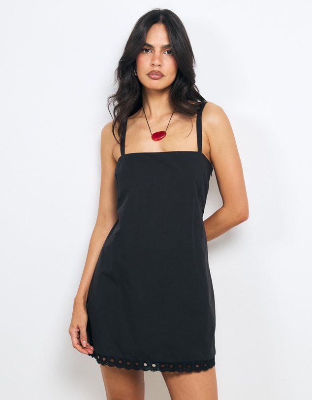 AERE - Eleni Cotton Trim Mini Dress