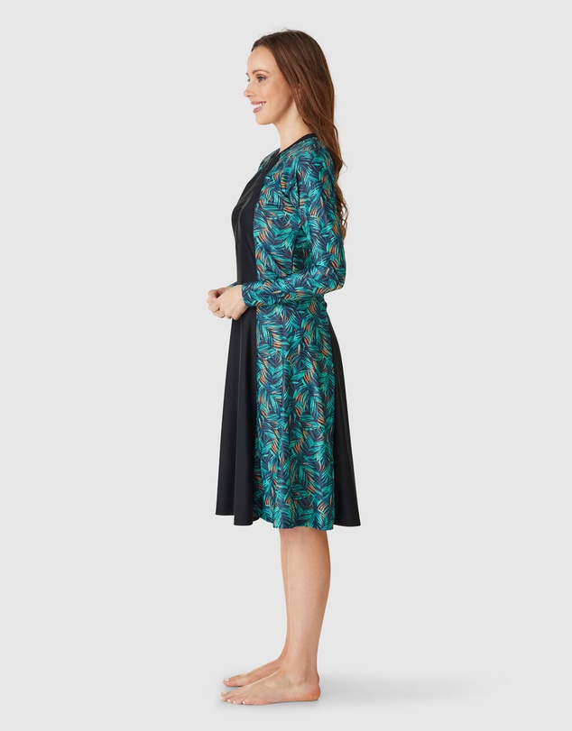 Modest Mermaid - Forest Oasis zip swim dress SPF50+