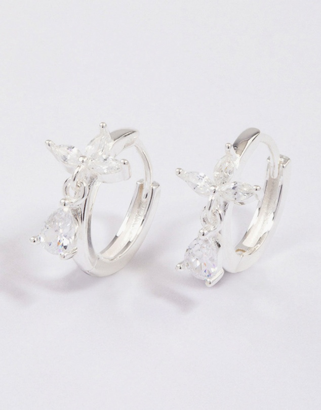 Lovisa - Sterling Silver Trio Marquise Huggie Pear Earrings