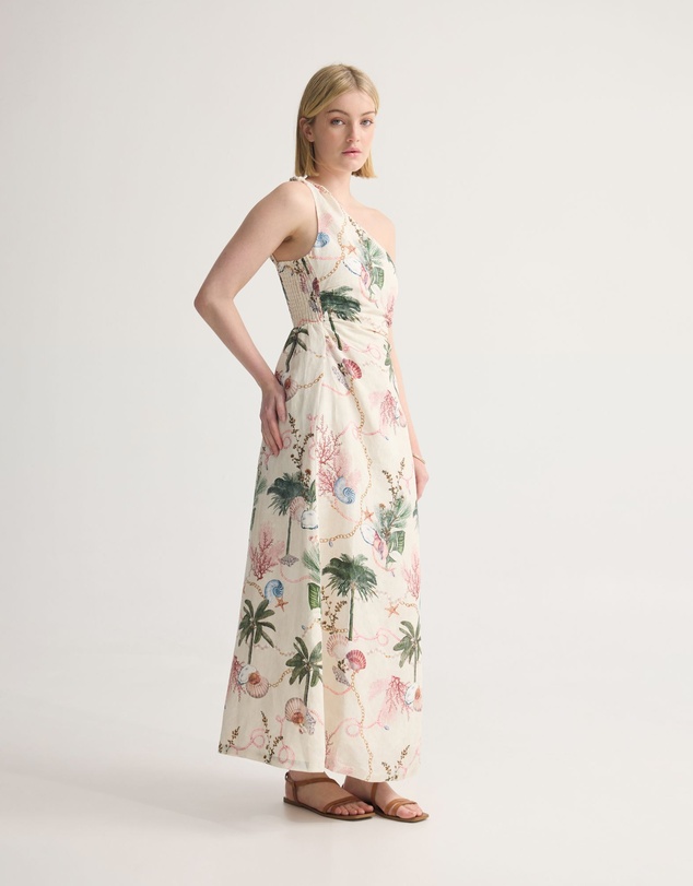 Oxford - Maja One Shoulder Linen Dress