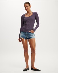 Cotton On - Scoop Neck Rib Long Sleeve Top