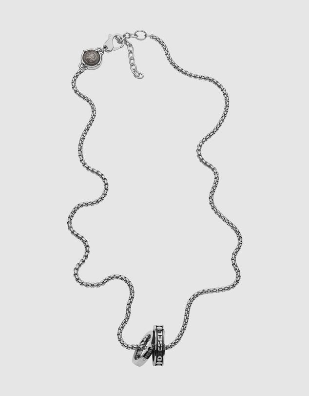Diesel - Double Pendant Silver-Tone Necklace DX1168040